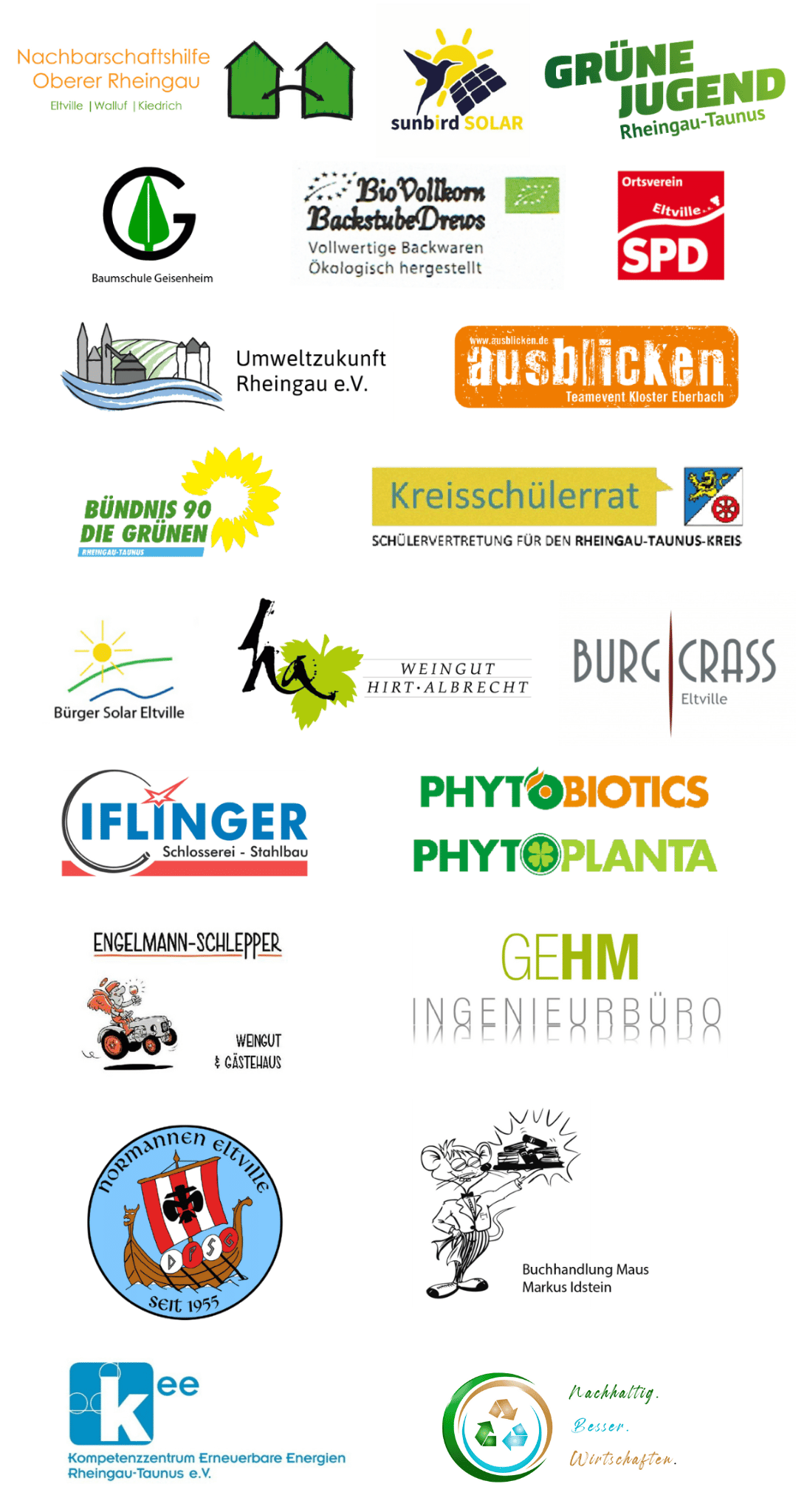 Logos von Unternehmen und Vereinen